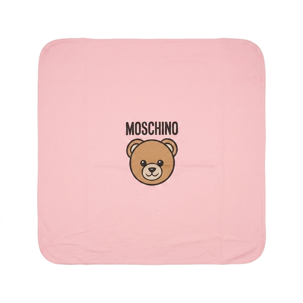Moschino baby blanket featuring a teddy bear logo available at Lestyle Boutique Melbourne