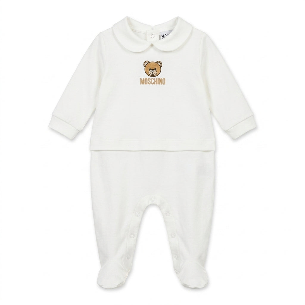 Moschino baby romper featuring teddy bear logo available at Lestyle Boutique Melbourne