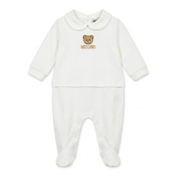 Moschino baby romper featuring teddy bear logo available at Lestyle Boutique Melbourne