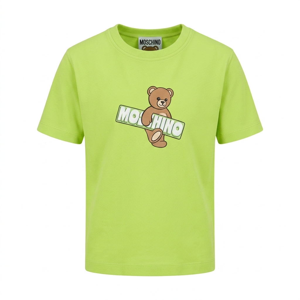 Moschino teddy bear graphic t-shirt in bright lime green available at Lestyle Boutique Melbourne