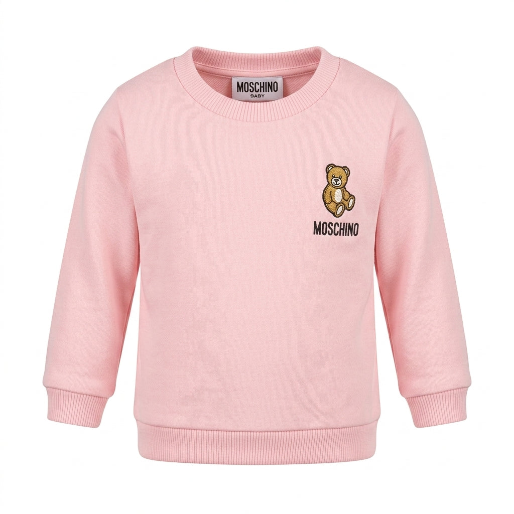 Moschino pink sweatshirt with teddy bear logo available at Lestyle Boutique Melbourne