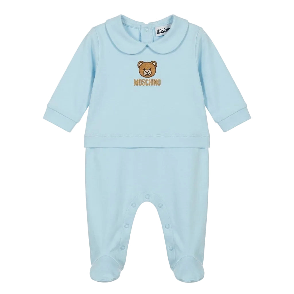 Moschino baby romper featuring teddy bear logo available at Lestyle Boutique Melbourne