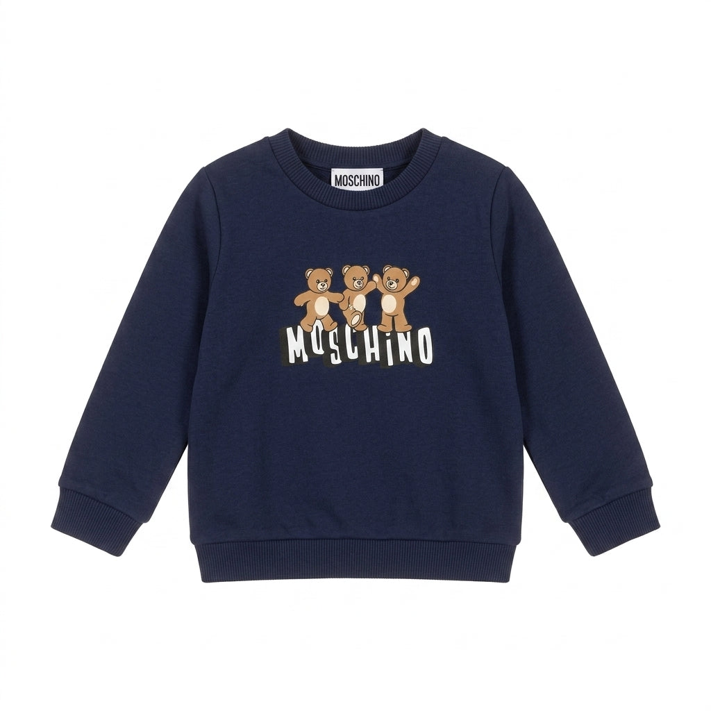 Moschino kids sweatshirt featuring teddy bear graphics available at Lestyle Boutique Melbourne