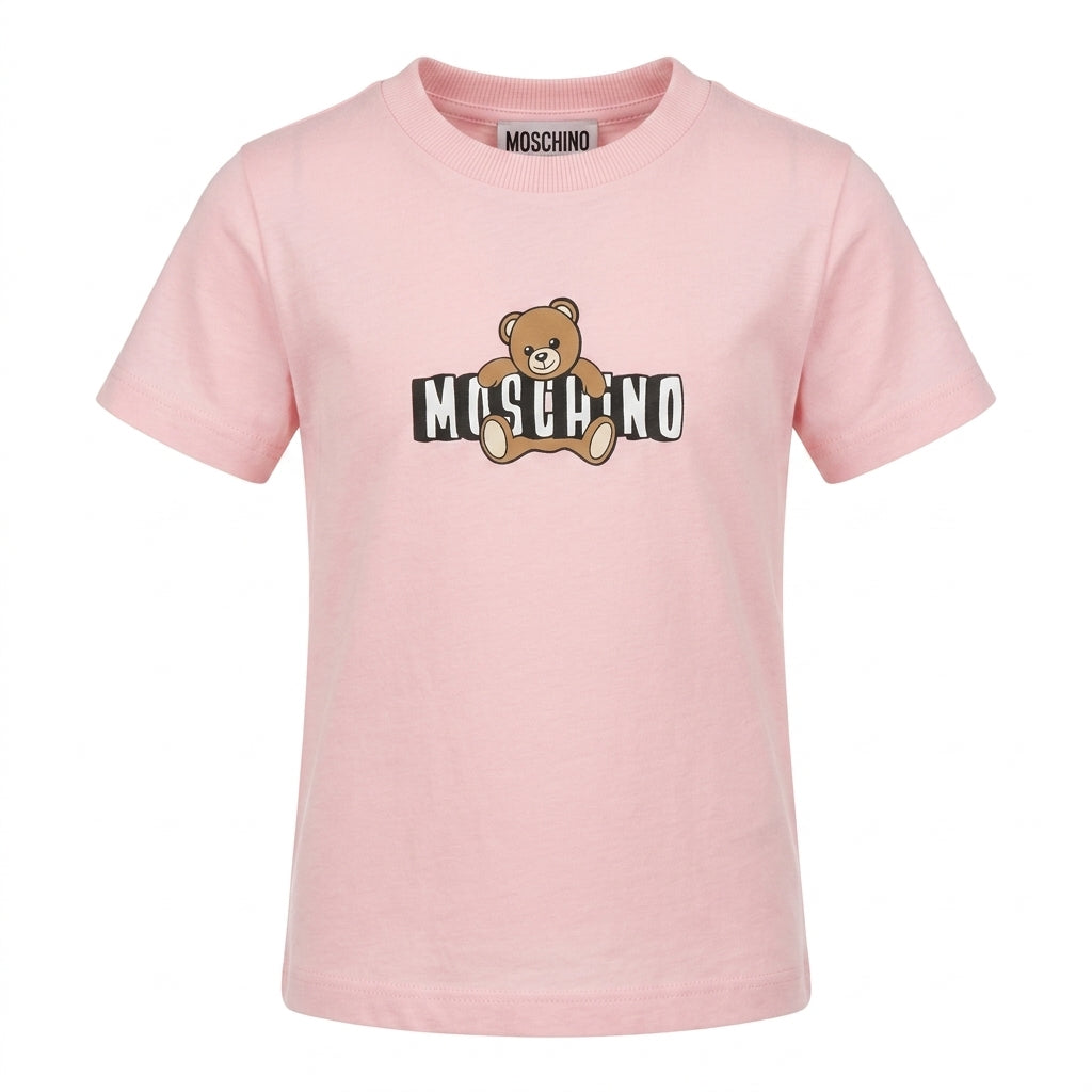 Moschino Kids T-shirt featuring teddy bear and logo, available at Lestyle Boutique Melbourne