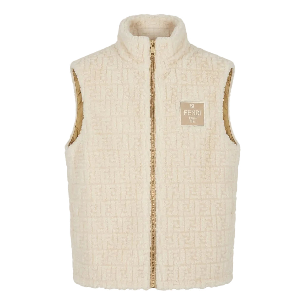 FENDI vest featuring shearling-like teddy texture available at Lestyle Boutique Melbourne
