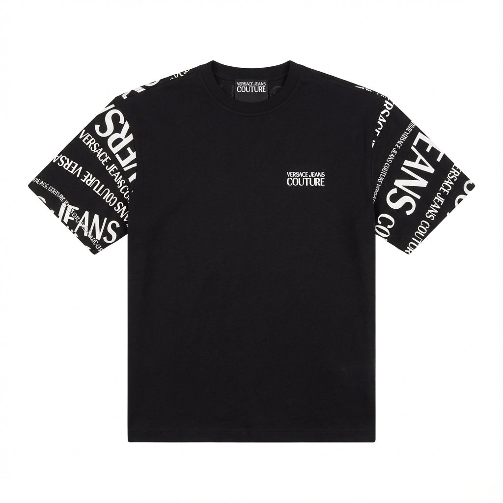 Versace Jeans Couture T-shirt featuring bold logo print on sleeves available at Lestyle Boutique Melbourne