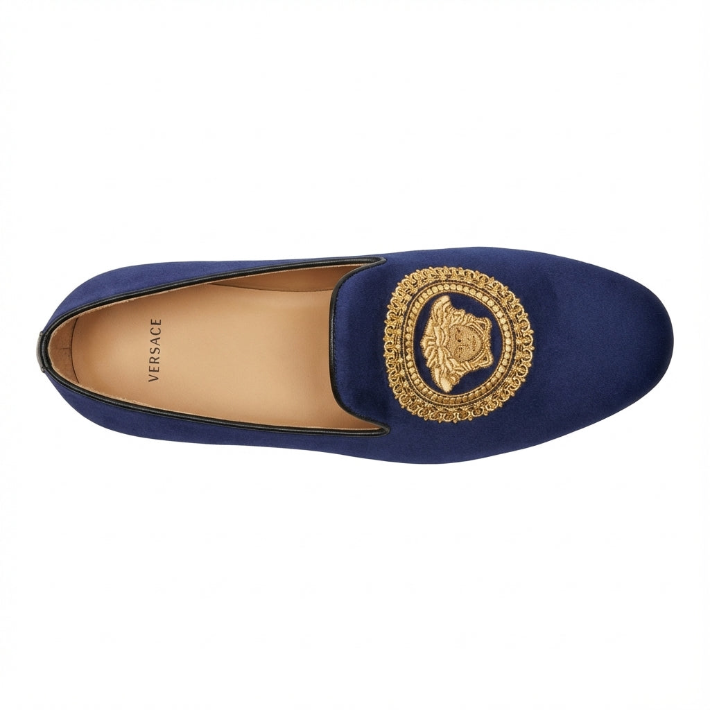 Versace men's loafer featuring embroidered logo available at Lestyle Boutique Melbourne
