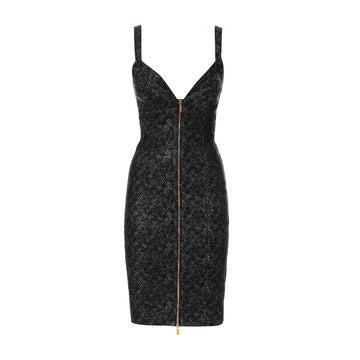 Just Cavalli Midi Denim Python Dress in Indigo with a fitted design and gold-tone zipper detail, available at Lestyle Boutique.