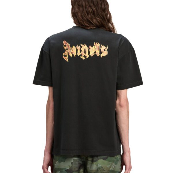 Palm Angels Burning Logo T-Shirt featuring a gold flame design, available at Lestyle Boutique Melbourne