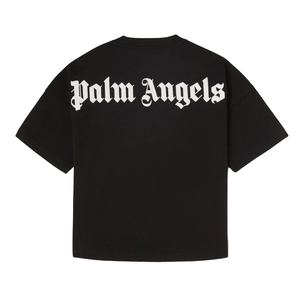 Palm Angels Classic Overlogo T-shirt in black with the Palm Angels logo printed on the back and neckline, available at Lestyle Boutique Melbourne.