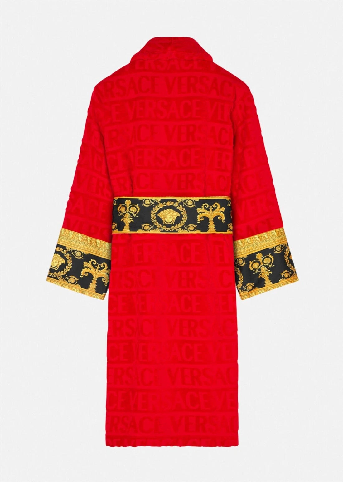 VERSACE BAROQUE BATHROBE featuring red Baroque print available at Lestyle Boutique Melbourne