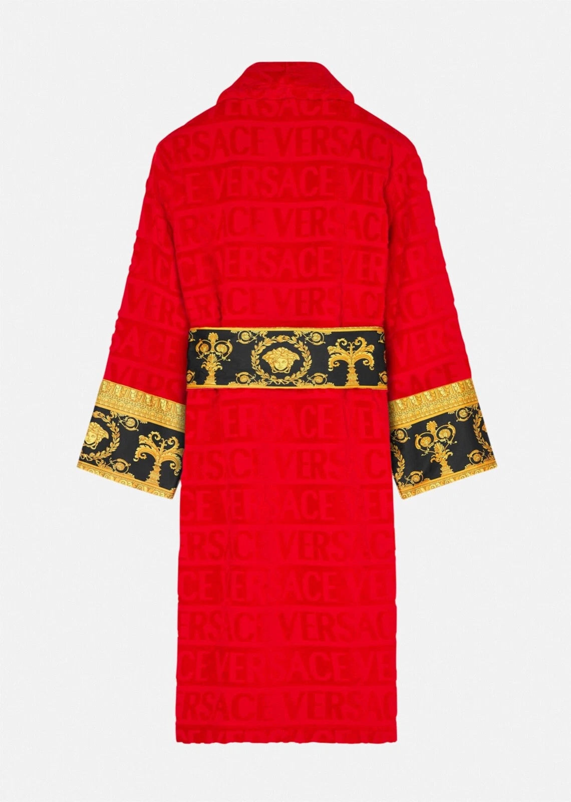 VERSACE BAROQUE BATHROBE featuring red Baroque print available at Lestyle Boutique Melbourne