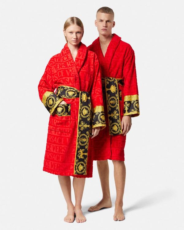 VERSACE BAROQUE BATHROBE featuring red Baroque print available at Lestyle Boutique Melbourne