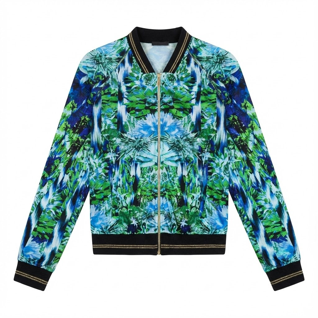 Roberto Cavalli jacket featuring tropical leaf print available at Lestyle Boutique Melbourne