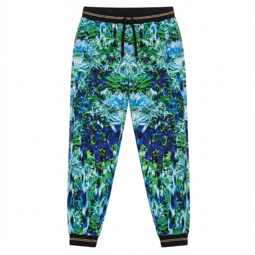 Roberto Cavalli joggers featuring tropical leaf print available at Lestyle Boutique Melbourne