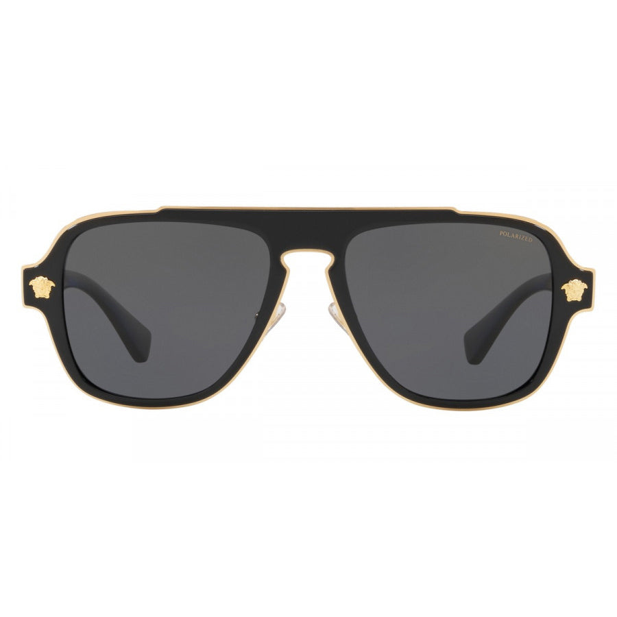 Versace VE2199 black polarized shield sunglasses with grey lenses, available at Lestyle Boutique Melbourne. A stylish and functional accessory for sunny days.