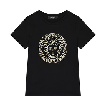 VERSACE BLACK MEDUSA T-SHIRT WITH GOLD FOIL MEDUSA LOGO, AVAILABLE AT LESTYLE BOUTIQUE MELBOURNE.
