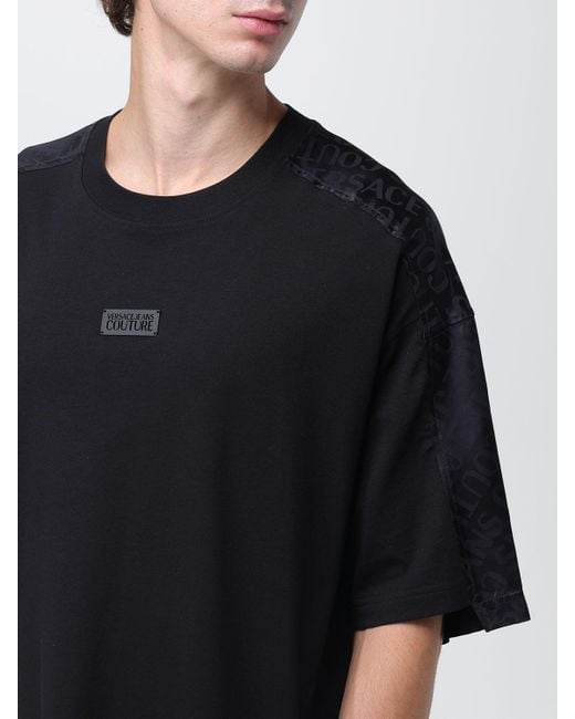 VERSACE JEANS COUTURE T-SHIRT featuring tonal side panels with logo pattern available at Lestyle Boutique Melbourne