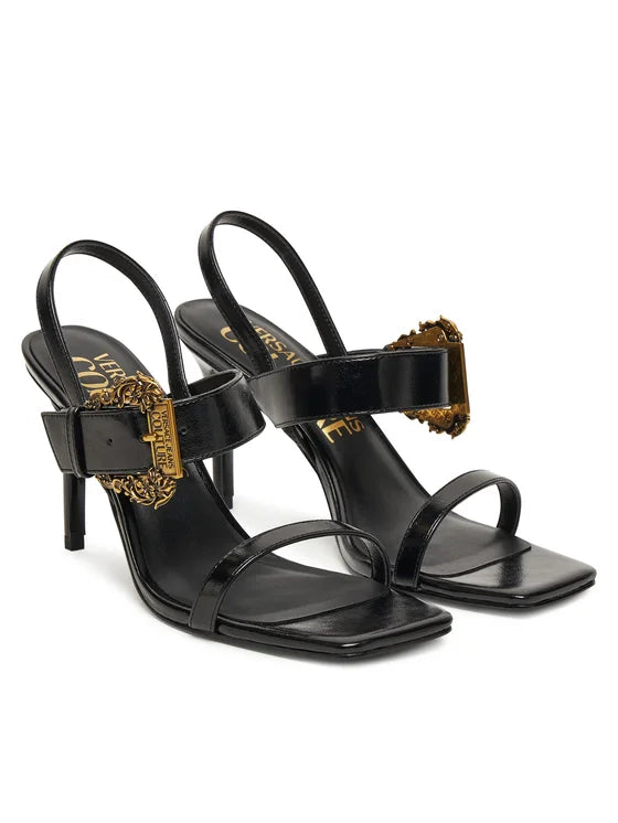 Versace Jeans Couture sandals featuring ornate gold buckle available at Lestyle Boutique Melbourne