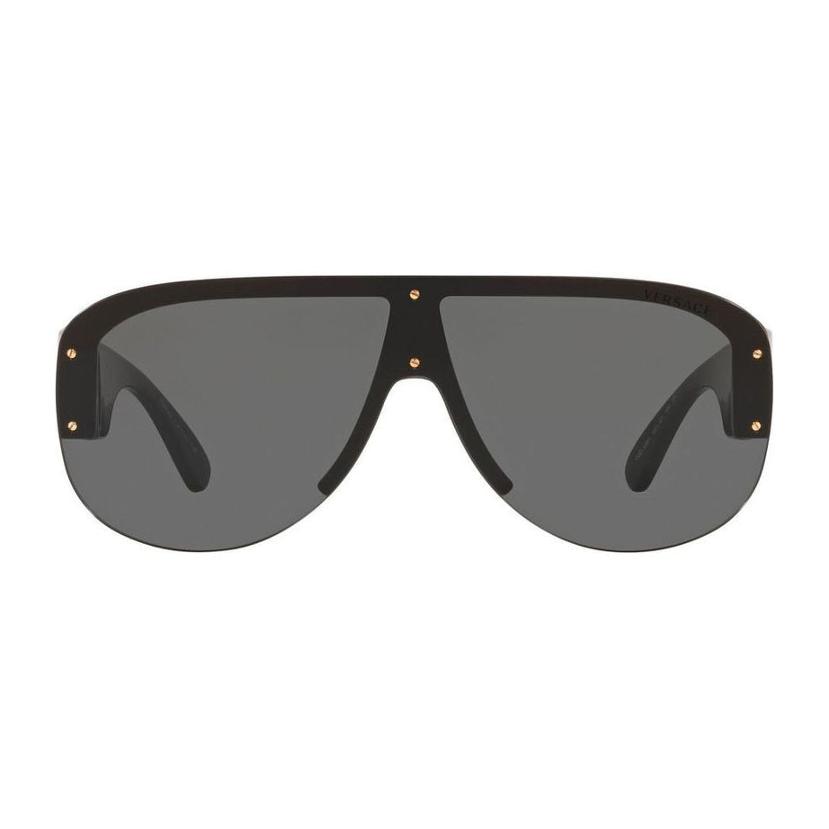 Versace VE4391 black square sunglasses with grey lenses, available at Lestyle Boutique Melbourne. A bold and stylish choice for any occasion.