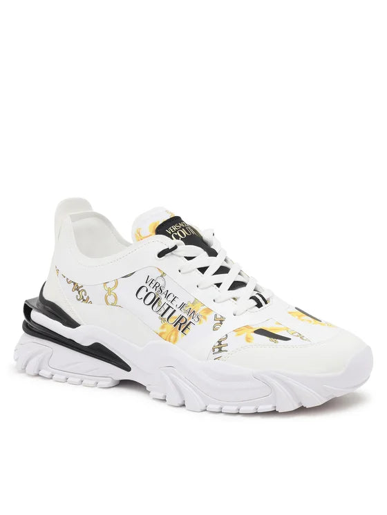 Versace Jeans Couture knit sneakers featuring Chain Couture print available at Lestyle Boutique Melbourne