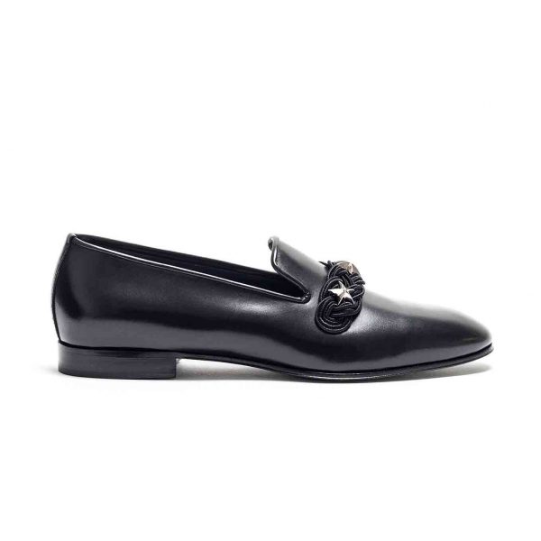 LOUIS_LEEMAN_BLACK_LEATHER_SLIPPERS