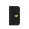 VERSACE_MEDUSA_HEAD_PLAQUE_BLACK_LEATHER_ROUND_ZIPPER_LONG_WALLET