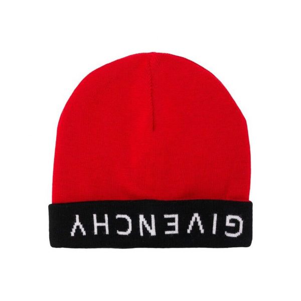 GIVENCHY-REVERSE-LOGO-BEANIE-RED