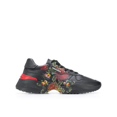 DSQUARED2-FLORAL-PAINTED-SNEAKERS-BLACK
