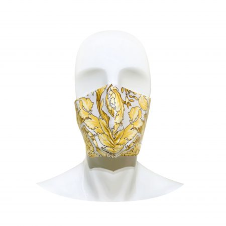 Vanitas pattern cotton face mask with floral inspired design in gold and black offering stylish protection for allergy season Lestyle Boutique Melbourne