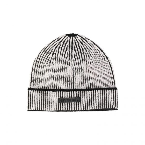 GIVENCHY-LOGO-PATCH-BEANIE-STRIPE