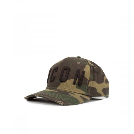 DSQUARED2 ICON CARGO BASEBALL CAP CAMO IN KHAKI