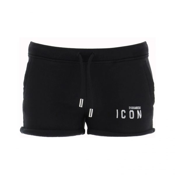 DSQUARED2 JERSEY SHORTS WITH REFLECTIVE ICON PRINT