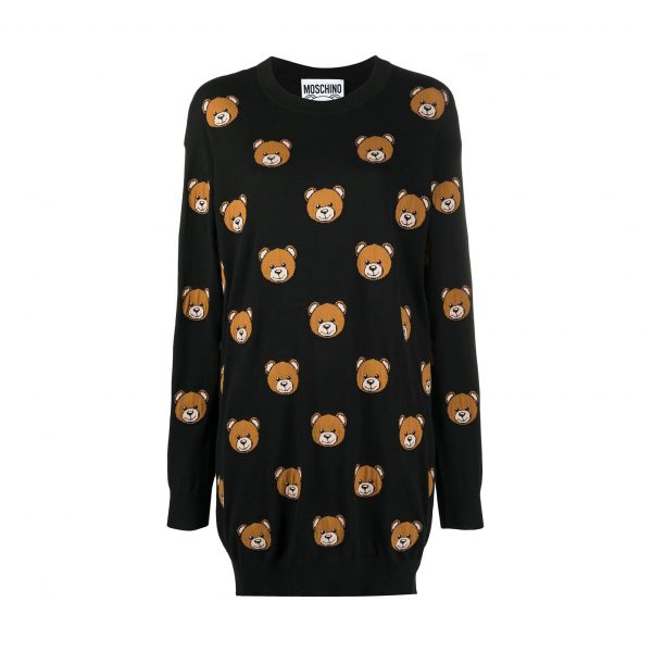 MOSCHINO-BEAR-MOTIF-PRINT-SWEATER-DRESS-ITEM-16185081