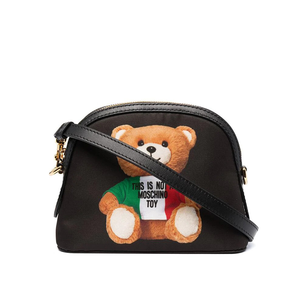 Moschino Teddy Bear Laminated Leather Belt Bag at FORZIERI