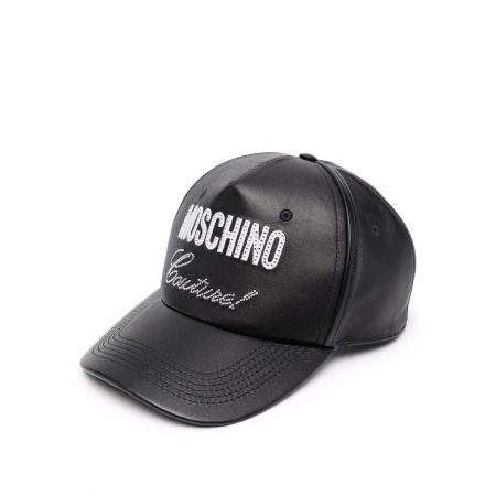 MOSCHINO-LOGO-PRINT-LEATHER-CAP-ITEM-16770823