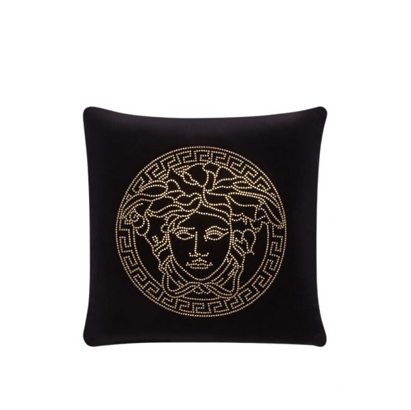 VERSACE HOME MEDUSA STUDS VELVET CUSHION 45 X 45 CM