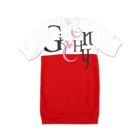 GIVENCHY KIDS LOGO DRESS IN WHITE AND RED