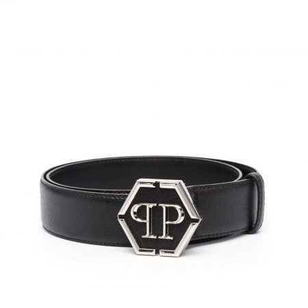 PHILIPP PLEIN LOGO-PLAQUE LEATHER BELT