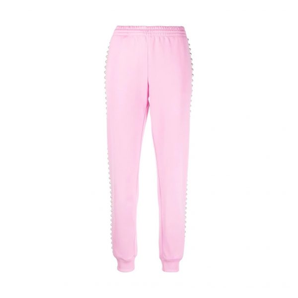 MOSCHINO SIDE PEARL-DETAIL TRACK PANTS