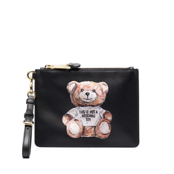 MOSCHINO TEDDY PRINT CLUTCH BAG