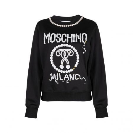 MOSCHINO LOGO-PRINT FINE-KNIT JUMPER