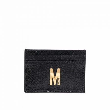 MOSCHINO LOGO-PLAQUE LEATHER CARDHOLDER