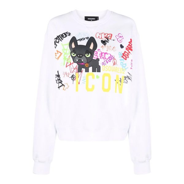 DSQUARED2 GRAFFITI-PRINT COTTON JUMPER