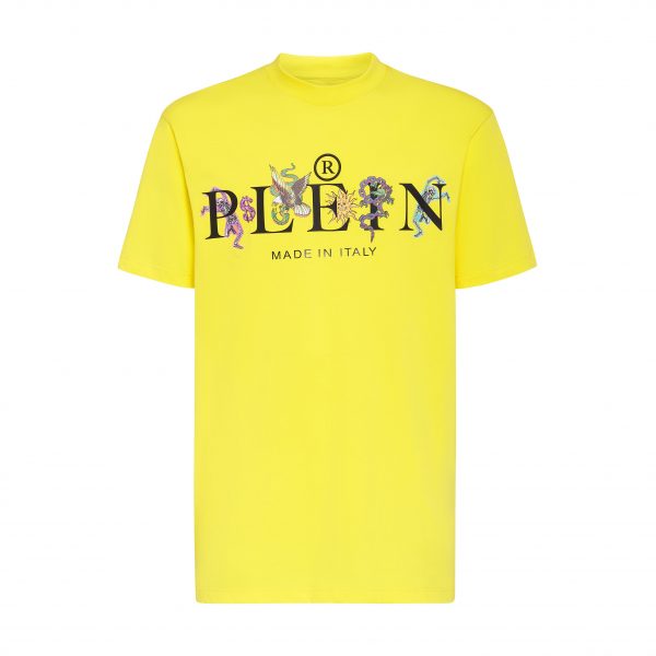 PHILIPP PLEIN JERSEY T-SHIRT ROUND NECK SS TATTOO YELLOW