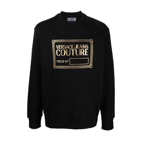 VERSACE JEANS COUTURE LOGO-PRINT CREW NECK JUMPER