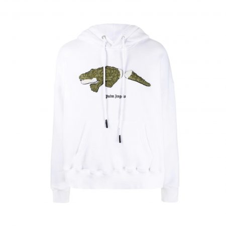 PALM ANGELS CROCODILE-PRINT COTTON HOODIE