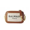 BALMAIN B-ARMY LEATHER-TRIMMED PRINTED CANVAS SHOULDER BAG