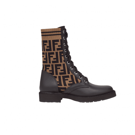 FENDI BLACK & BEIGE FF LOGO BOOTS