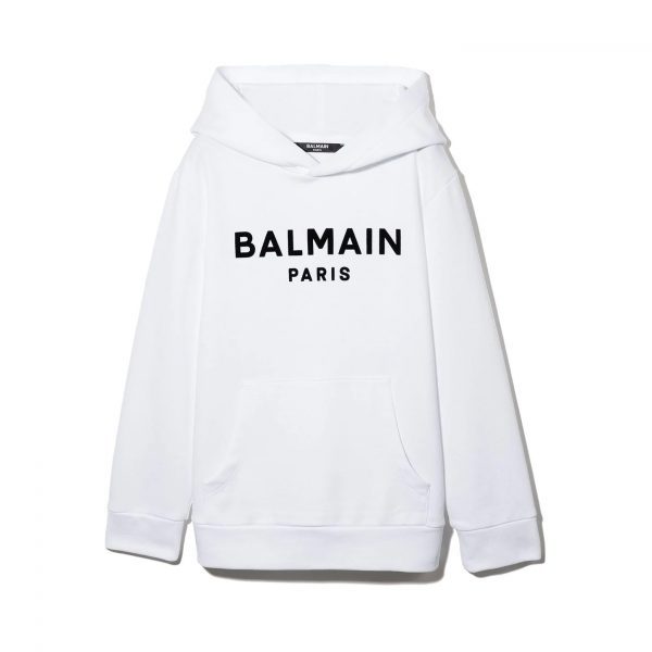 BALMAIN KIDS LOGO PRINT HOODED SWEATSHIRT